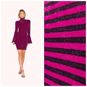 ⭐Ronny Kobo Collection Vibrant Pink and Black Long Sleeve Dress